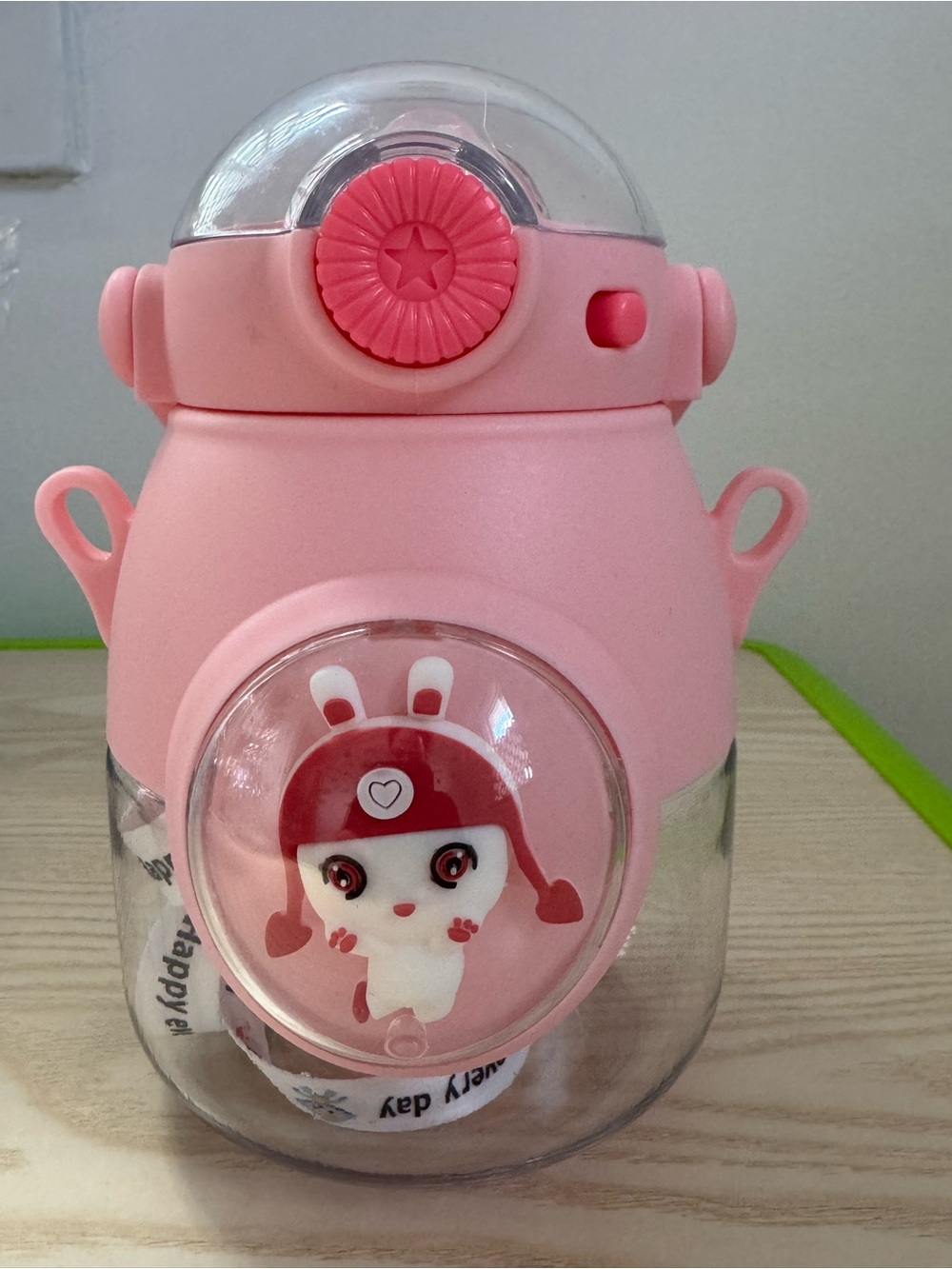 Kids Pink Bunny Water Bottle - Cute Grip Design